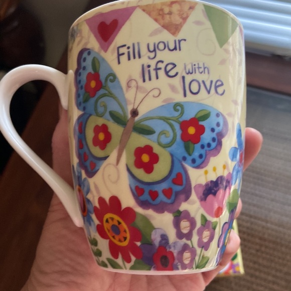 Fill your life with Love Butterfly orange & blue  Mug - Picture 5 of 9